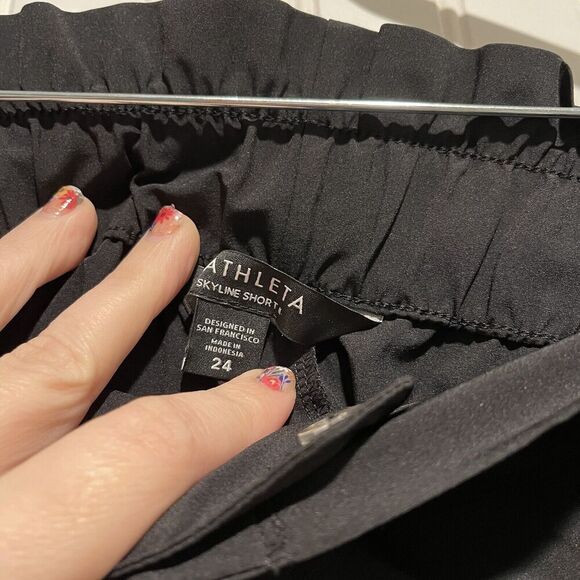 Athleta Black Skyline Shorts Belted Waist High Rise Plus Size 24 - Picture 5 of 8